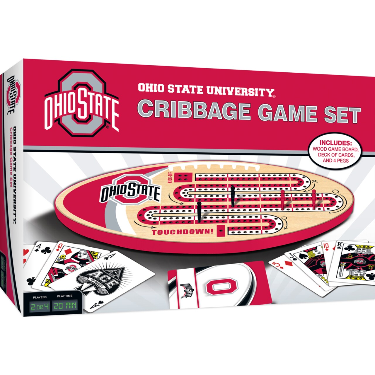 Masterpieces Officially Licensed NCAA Ohio State Buckeyes Wooden Cribbage Game for Adults